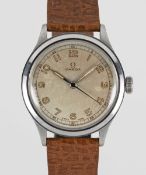 A GENTLEMAN'S STAINLESS STEEL OMEGA"WATERPROOF" WRIST WATCH CIRCA 1940s, REF. 2179-4 WITH CONCENTRIC