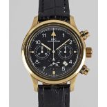 A GENTLEMAN'S 18K SOLID YELLOW GOLD IWC DER FLIEGER CHRONOGRAPH WRIST WATCH CIRCA 1990s, REF. 3740