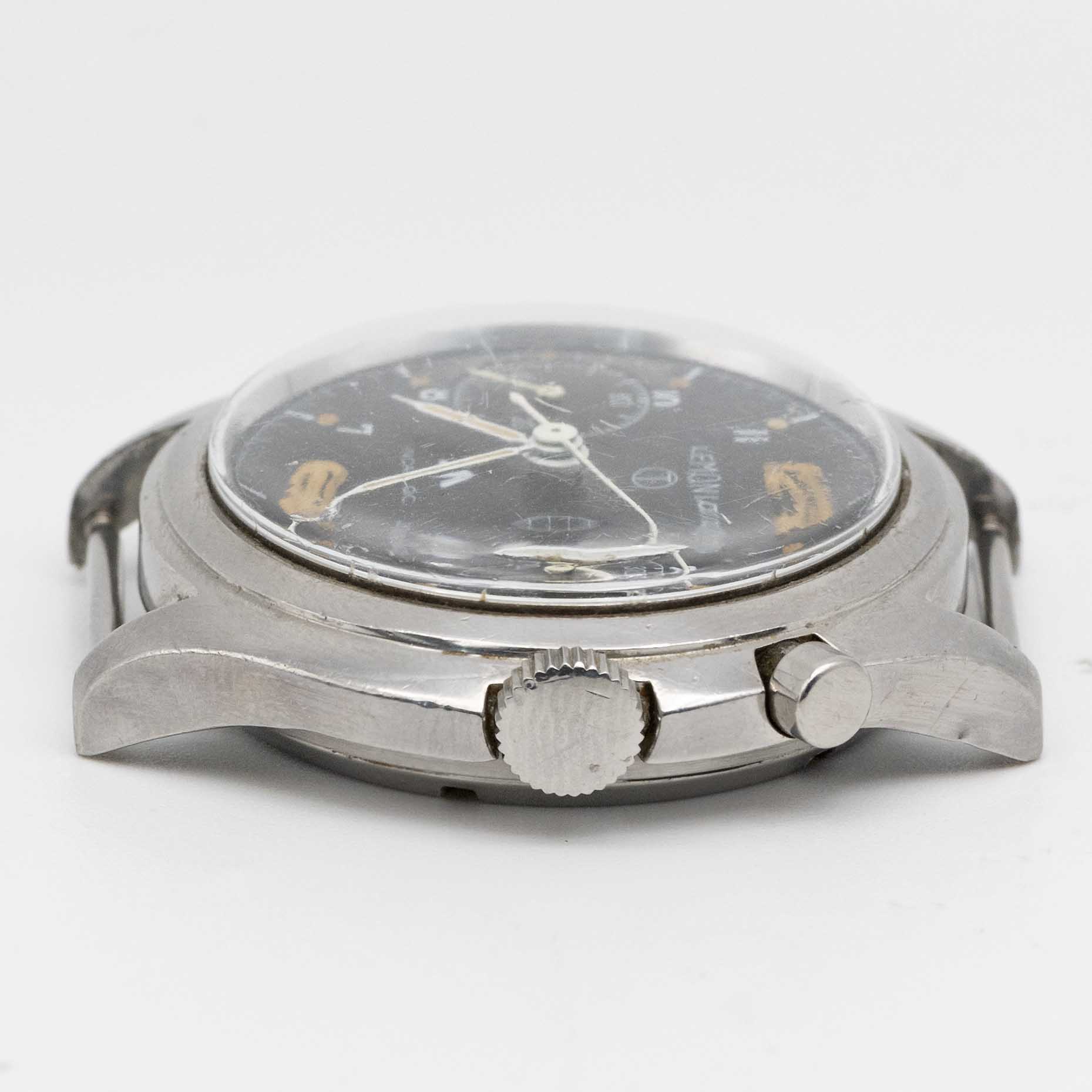 A GENTLEMAN'S STAINLESS STEEL BRITISH MILITARY ROYAL NAVY LEMANIA SINGLE BUTTON CHRONOGRAPH WRIST - Image 7 of 8