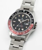 A RARE GENTLEMAN'S STAINLESS STEEL ROLEX OYSTER PERPETUAL GMT MASTER II "FAT LADY" BRACELET WATCH