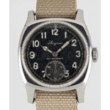 A GENTLEMAN'S STAINLESS STEEL CZECH MILITARY AIR FORCE LONGINES PILOTS WRIST WATCH CIRCA 1947