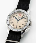 A RARE GENTLEMAN'S STAINLESS STEEL BRITISH MILITARY RAF LECOULTRE WEEMS AVIATORS WRIST WATCH DATED