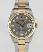 A MID SIZE STEEL & GOLD ROLEX OYSTER PERPETUAL DATEJUST BRACELET WATCH CIRCA 2004, REF. 78273 WITH