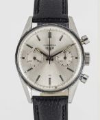 A GENTLEMAN'S STAINLESS STEEL HEUER CARRERA CHRONOGRAPH WRIST WATCH CIRCA 1960s, REF. 3647 S WITH