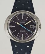 A GENTLEMAN'S STAINLESS STEEL OMEGA GENEVE DYNAMIC AUTOMATIC WRIST WATCH CIRCA 1970s WITH PURPLE