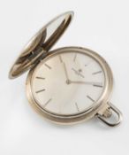 A RARE GENTLEMAN'S 18K SOLID WHITE GOLD VACHERON CONSTANTIN FULL HUNTER POCKET WATCH CIRCA 1970s,