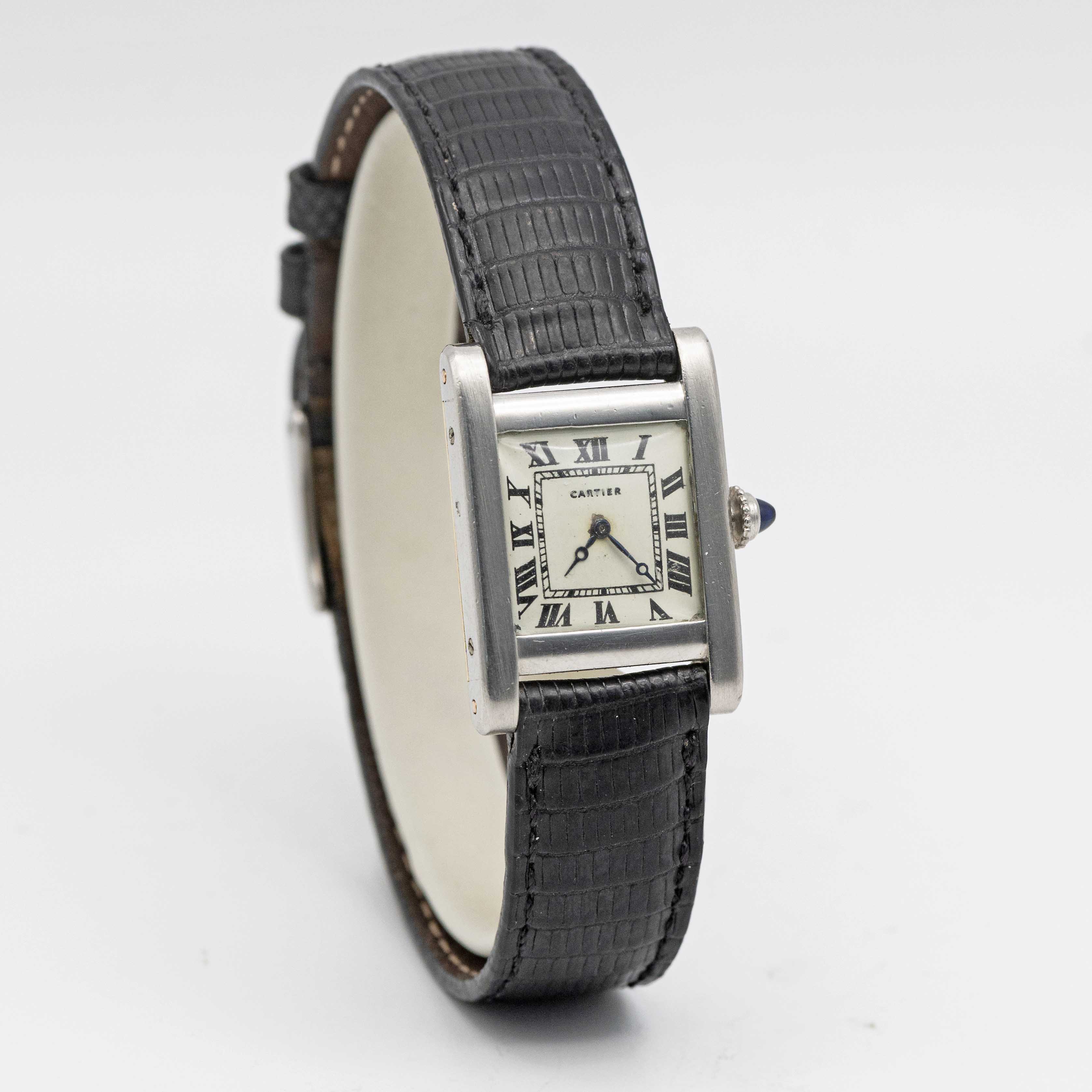 A FINE & VERY RARE PLATINUM & 18K SOLID GOLD CARTIER TANK NORMALE WRIST WATCH CIRCA 1929 Movement: - Image 6 of 11