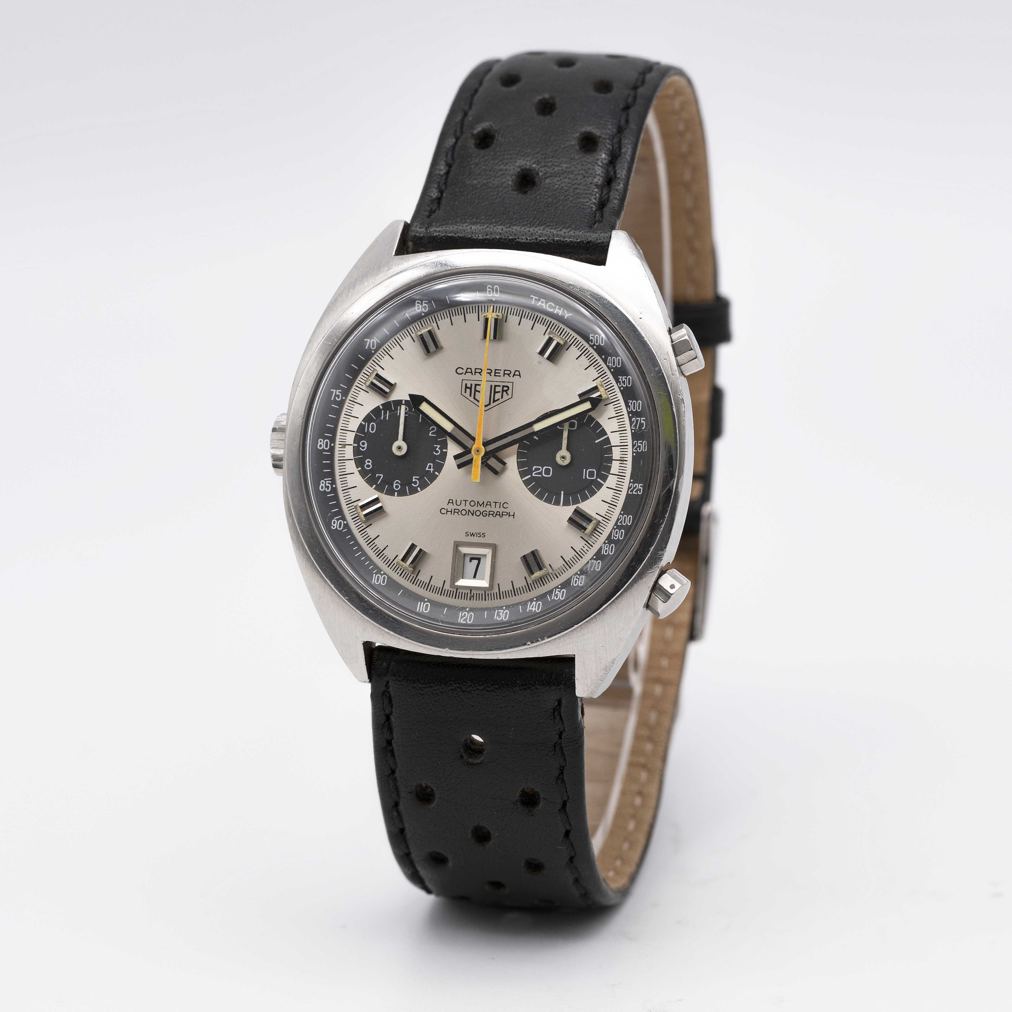 A GENTLEMAN'S STAINLESS STEEL HEUER CARRERA AUTOMATIC CHRONOGRAPH WRIST WATCH CIRCA 1970s, REF. 1153 - Image 3 of 9