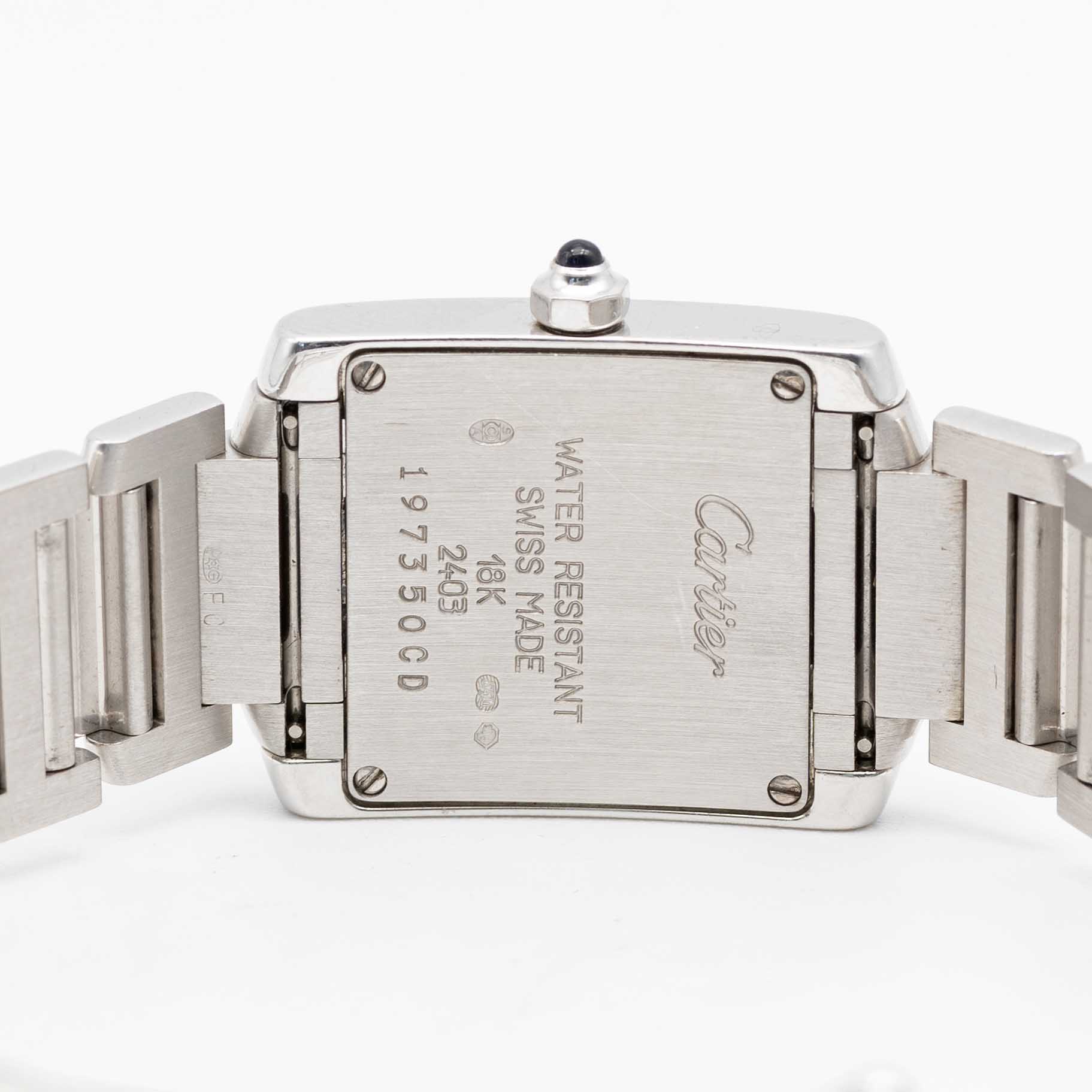 A LADIES 18K SOLID WHITE GOLD CARTIER TANK FRANCAISE BRACELET WATCH CIRCA 2005, REF. 2403 - Image 6 of 9