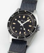 A VERY RARE GENTLEMAN'S STAINLESS STEEL BRITISH MILITARY PRECISTA ROYAL NAVY DIVERS WRIST WATCH