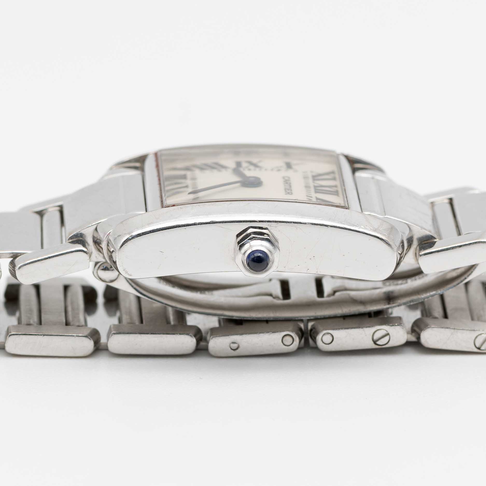 A LADIES 18K SOLID WHITE GOLD CARTIER TANK FRANCAISE BRACELET WATCH CIRCA 2005, REF. 2403 - Image 8 of 9