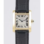 AN 18K SOLID GOLD CARTIER TANK FRANCAISE WRIST WATCH CIRCA 2000, REF. 1821 Movement: Quartz,