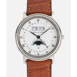 A GENTLEMAN'S STAINLESS STEEL BLANCPAIN VILLERET MOONPHASE TRIPLE CALENDAR WRIST WATCH CIRCA 1980s