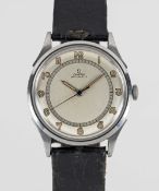 A GENTLEMAN'S STAINLESS STEEL OMEGA AUTOMATIC WRIST WATCH  CIRCA 1940s, REF. 2420-1 H WITH