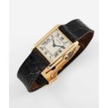 A GENTLEMAN'S SIZE 18K SOLID GOLD CARTIER PARIS TANK "ULTRA THIN" WRIST WATCH CIRCA 1960s, WITH