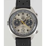 A GENTLEMAN'S STAINLESS STEEL HEUER CARRERA AUTOMATIC CHRONOGRAPH WRIST WATCH CIRCA 1970s, REF. 1153