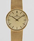 AN 18K SOLID YELLOW GOLD JAEGER LECOULTRE BRACELET WATCH CIRCA 1970s, REF. 508.21 WITH ORIGINAL