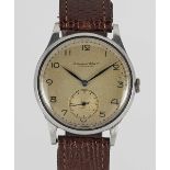 A GENTLEMAN'S STAINLESS STEEL IWC WRIST WATCH CIRCA 1940s, WITH CAL. 83 MOVEMENT Movement: Manual