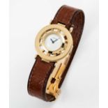 A FINE & RARE LADIES 18K SOLID GOLD CARTIER GOUVERNAIL WRIST WATCH CIRCA 1980s Movement: Manual