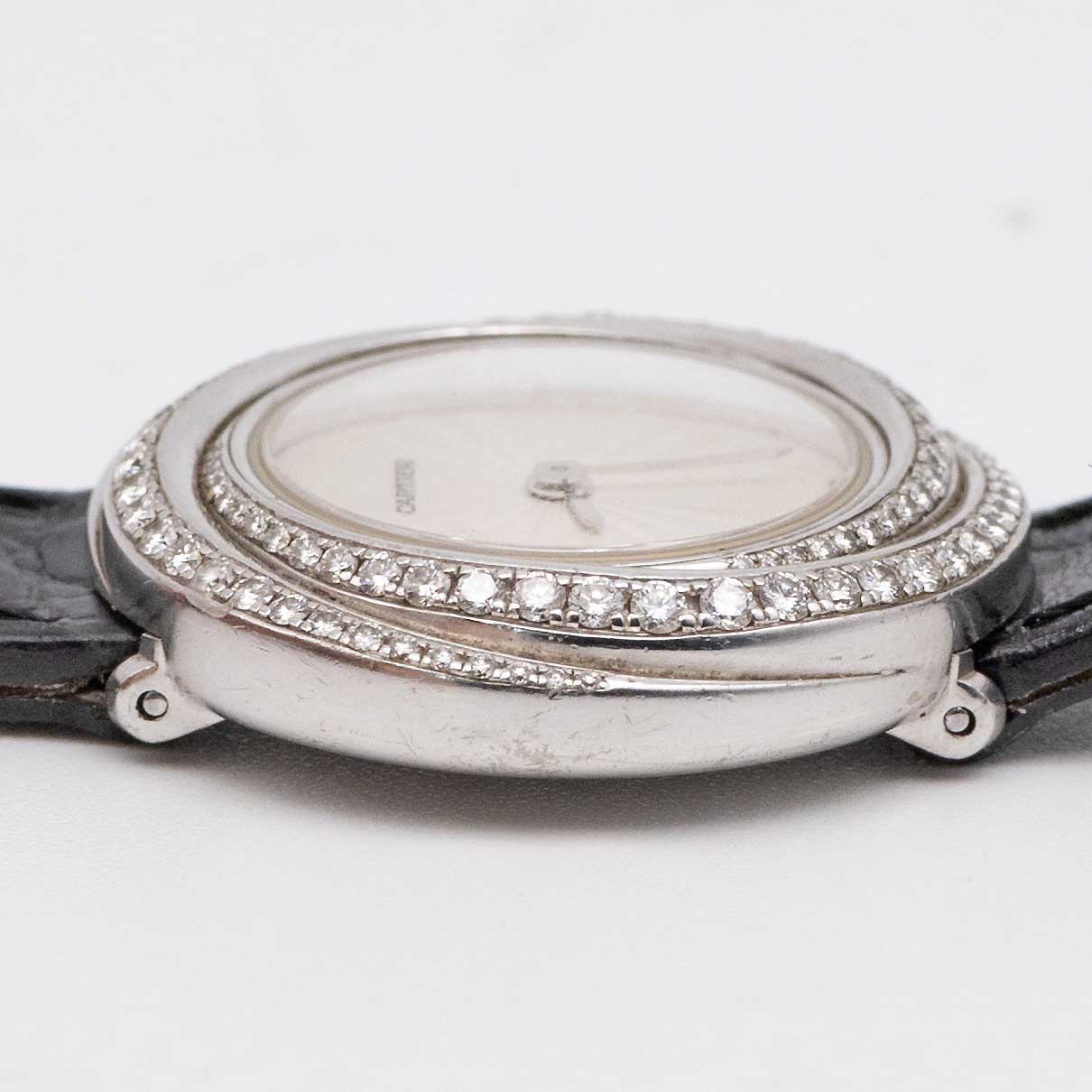 A LADIES 18K SOLID WHITE GOLD & DIAMOND CARTIER TRINITY WRIST WATCH CIRCA 2000s, REF. 2444 Movement: - Image 8 of 9