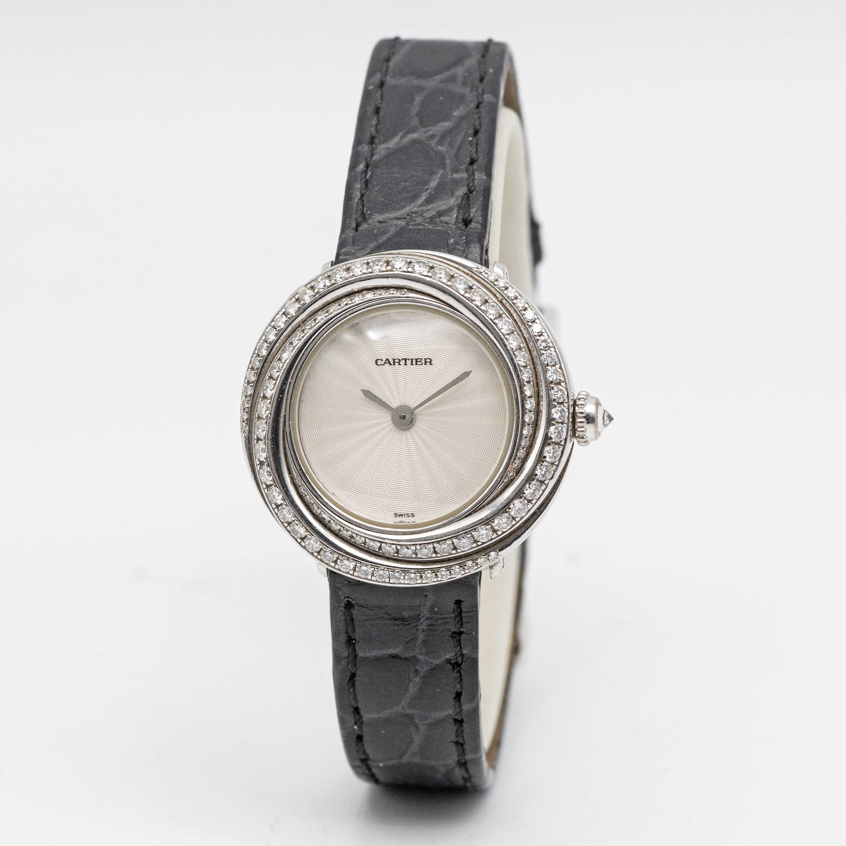 A LADIES 18K SOLID WHITE GOLD & DIAMOND CARTIER TRINITY WRIST WATCH CIRCA 2000s, REF. 2444 Movement: - Image 3 of 9