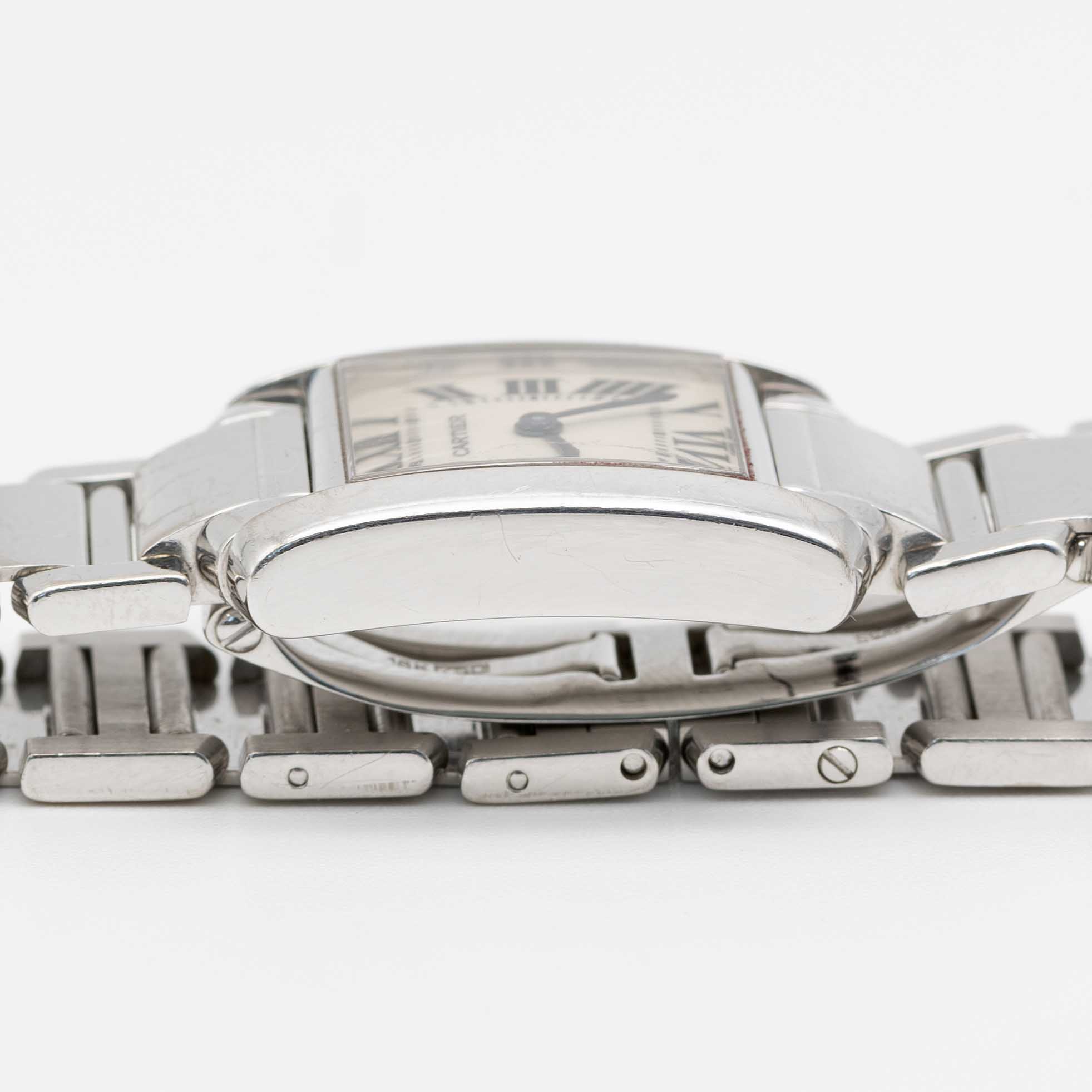 A LADIES 18K SOLID WHITE GOLD CARTIER TANK FRANCAISE BRACELET WATCH CIRCA 2005, REF. 2403 - Image 9 of 9