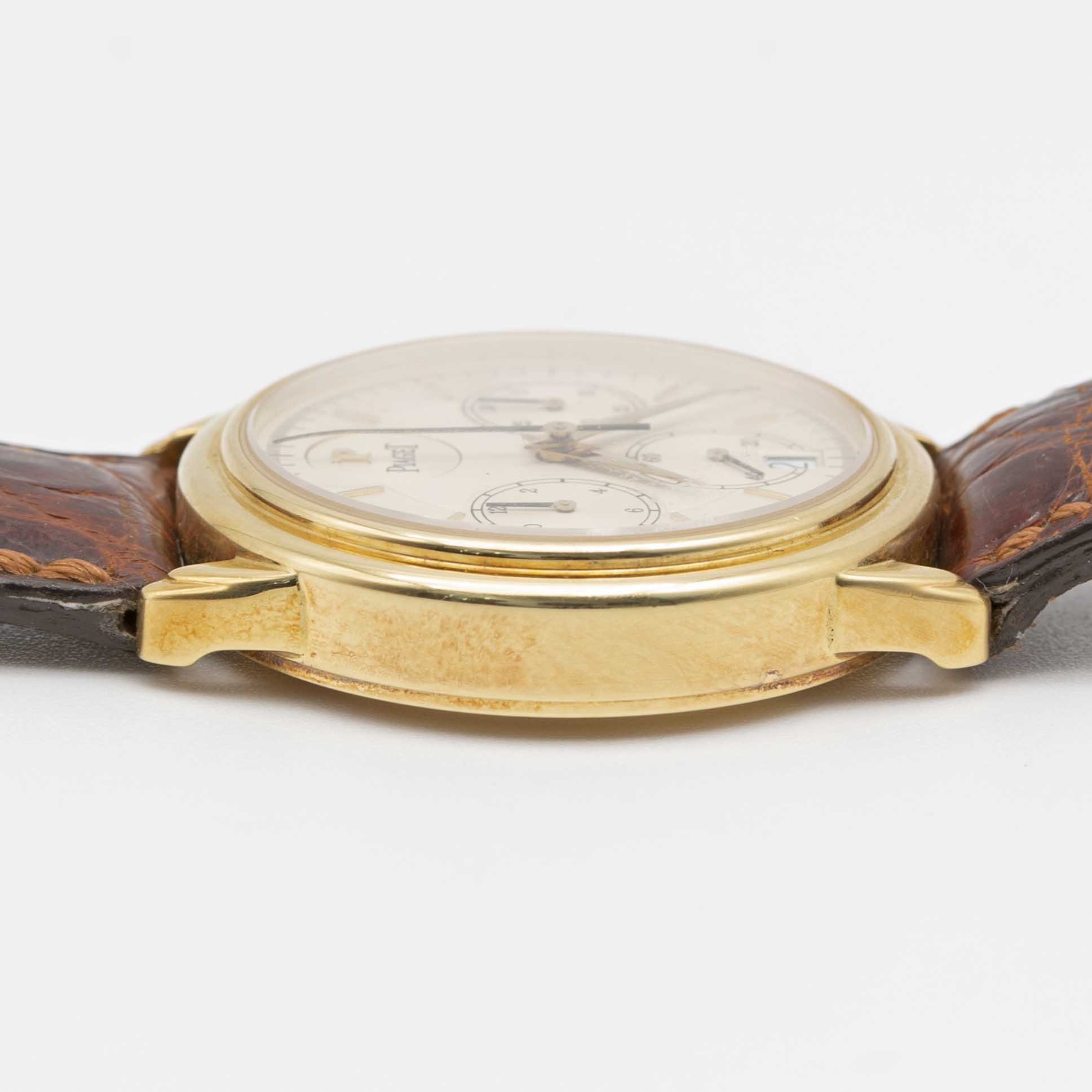 A FINE GENTLEMAN'S 18K SOLID GOLD PIAGET GOUVERNEUR AUTOMATIC CHRONOGRAPH WRIST WATCH CIRCA 1998, - Image 8 of 9