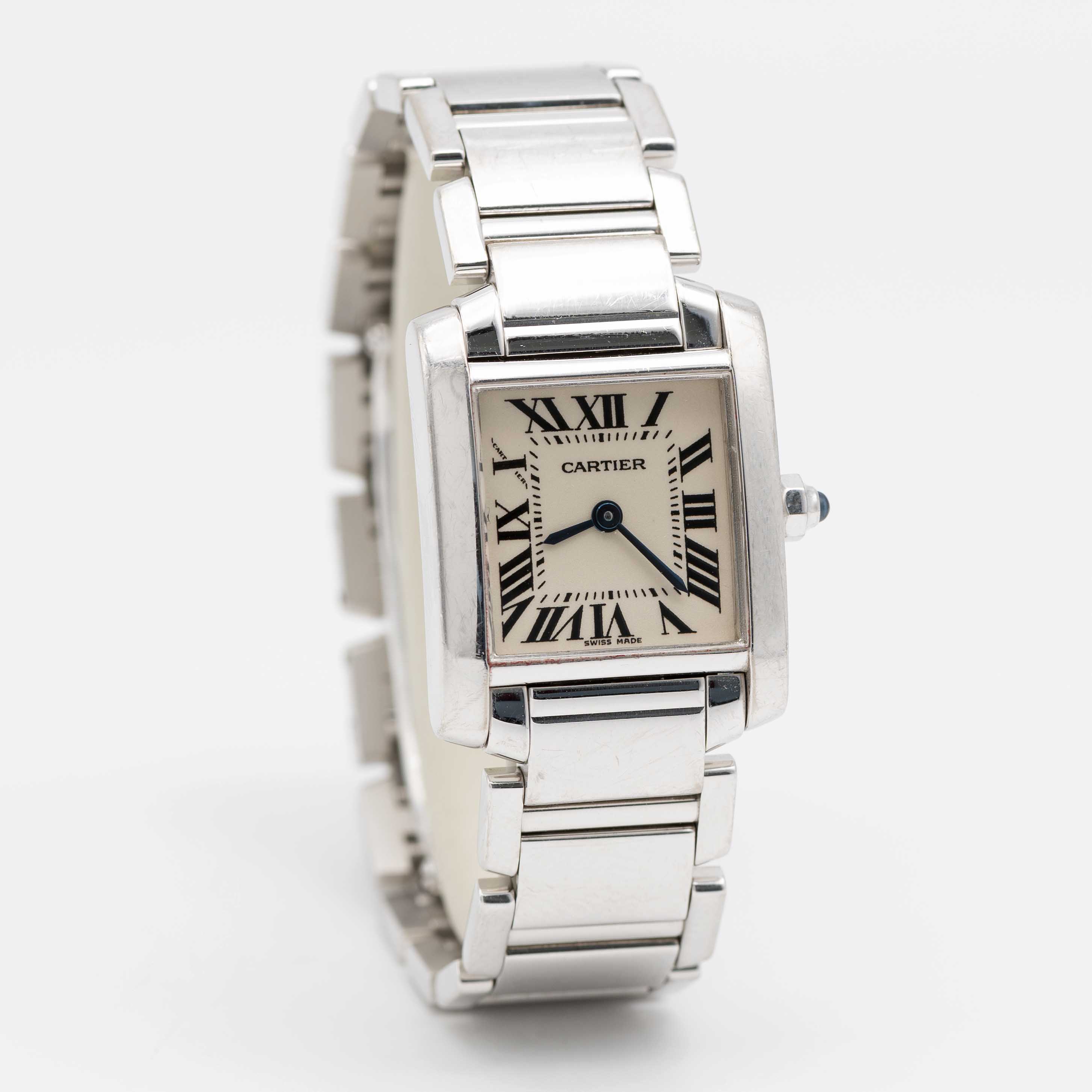 A LADIES 18K SOLID WHITE GOLD CARTIER TANK FRANCAISE BRACELET WATCH CIRCA 2005, REF. 2403 - Image 4 of 9