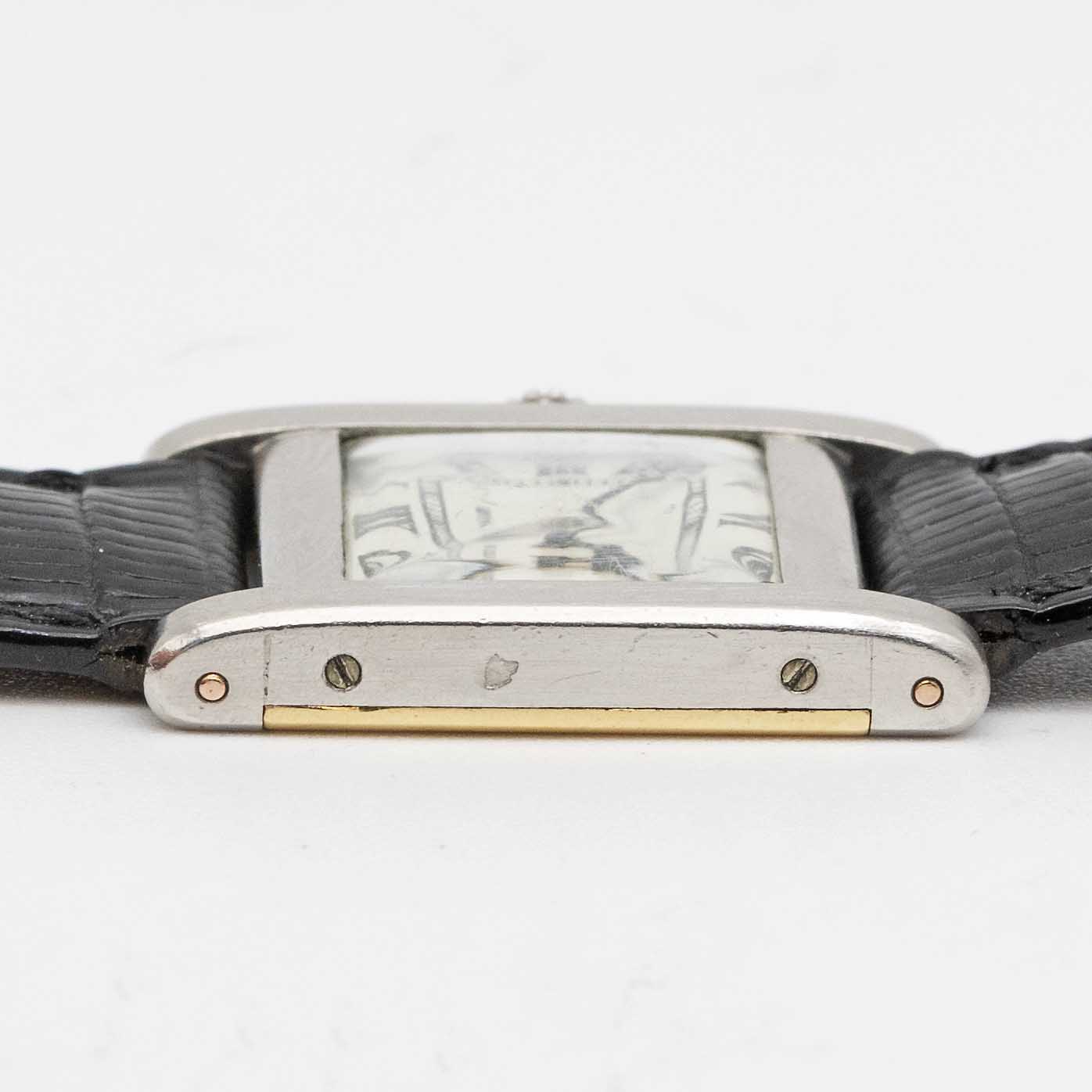 A FINE & VERY RARE PLATINUM & 18K SOLID GOLD CARTIER TANK NORMALE WRIST WATCH CIRCA 1929 Movement: - Image 11 of 11