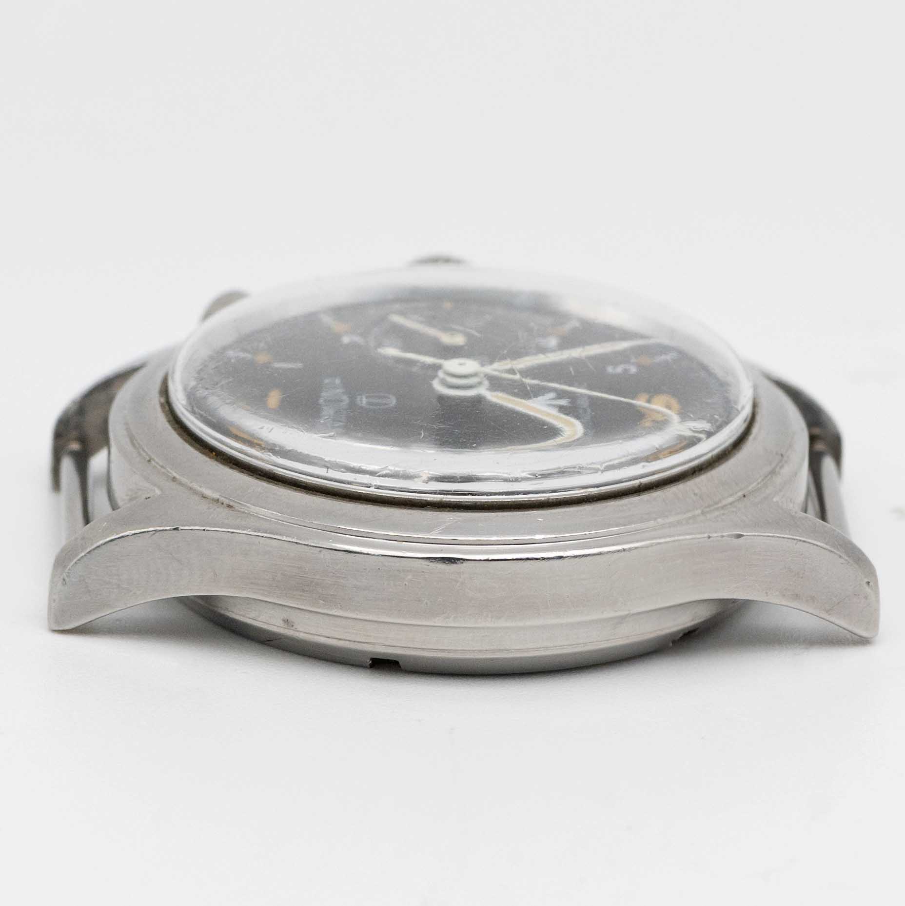 A GENTLEMAN'S STAINLESS STEEL BRITISH MILITARY ROYAL NAVY LEMANIA SINGLE BUTTON CHRONOGRAPH WRIST - Image 8 of 8