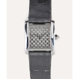 A LADIES 18K SOLID WHITE GOLD & DIAMOND CARTIER TANK FRANCAISE WRIST WATCH CIRCA 2015, REF. 2517