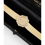 A FINE LADIES 18K SOLID YELLOW & WHITE GOLD DIAMOND CHOPARD BRACELET WATCH CIRCA 1980s, REF. 4057