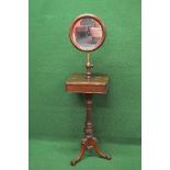 19th century mahogany shaving stand having circular mirror supported on a brass adjustable column