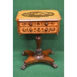 19th century birds eye maple and rosewood inlaid work table the rectangular top having central