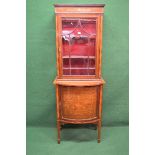 Edwardian mahogany display cabinet the top having single glazed door opening to reveal two fixed