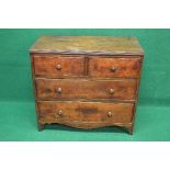 19th century mahogany chest of drawers the top having reeded edge over two short drawers and two