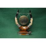 Circular brass gong on stand,