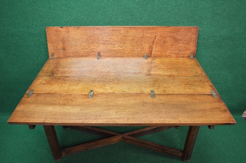 Mahogany fold over dining table the top having two fold over leaves with military style hinges over - Image 2 of 2