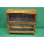 20th century oak two section Globe Wernicke bookcase having glazed up and over doors,