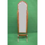 20th century mahogany cheval mirror the mirror having shaped top supported on square tapering