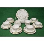 Minton Greenwich S-705 teaset to comprise: teapot, cream jug, sugar bowl, cake plate, six tea cups,