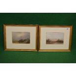 Two unsigned watercolours of landscape settings having figures walking in the foreground - 8.