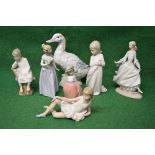 Two Lladro figures of young girls,