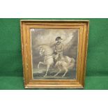 Black and white print of George III on horseback by William Hopkins after J Ward - 22.5" x 25.