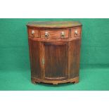 19th century mahogany bow fronted side cabinet the top lifting to reveal storage space over three