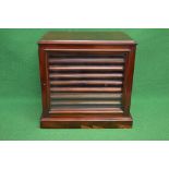 Victorian mahogany table top collectors cabinet having glazed door and back panel,