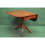 19th century mahogany Pembroke table the top having two D shaped drop leaves over single drawer