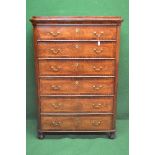 Victorian mahogany chest of drawers the top having rounded edge over six long cross banded drawers
