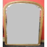 Gilt framed overmantle mirror having arched top - 48.