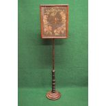 Victorian mahogany pole screen having rectangular floral embroidered panel in mahogany glazed frame,